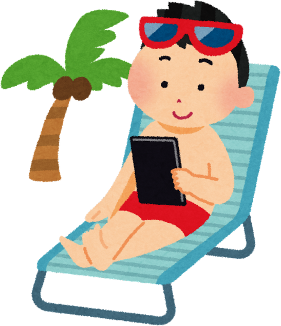 Illustration of a Person Using a Tablet on the Beach