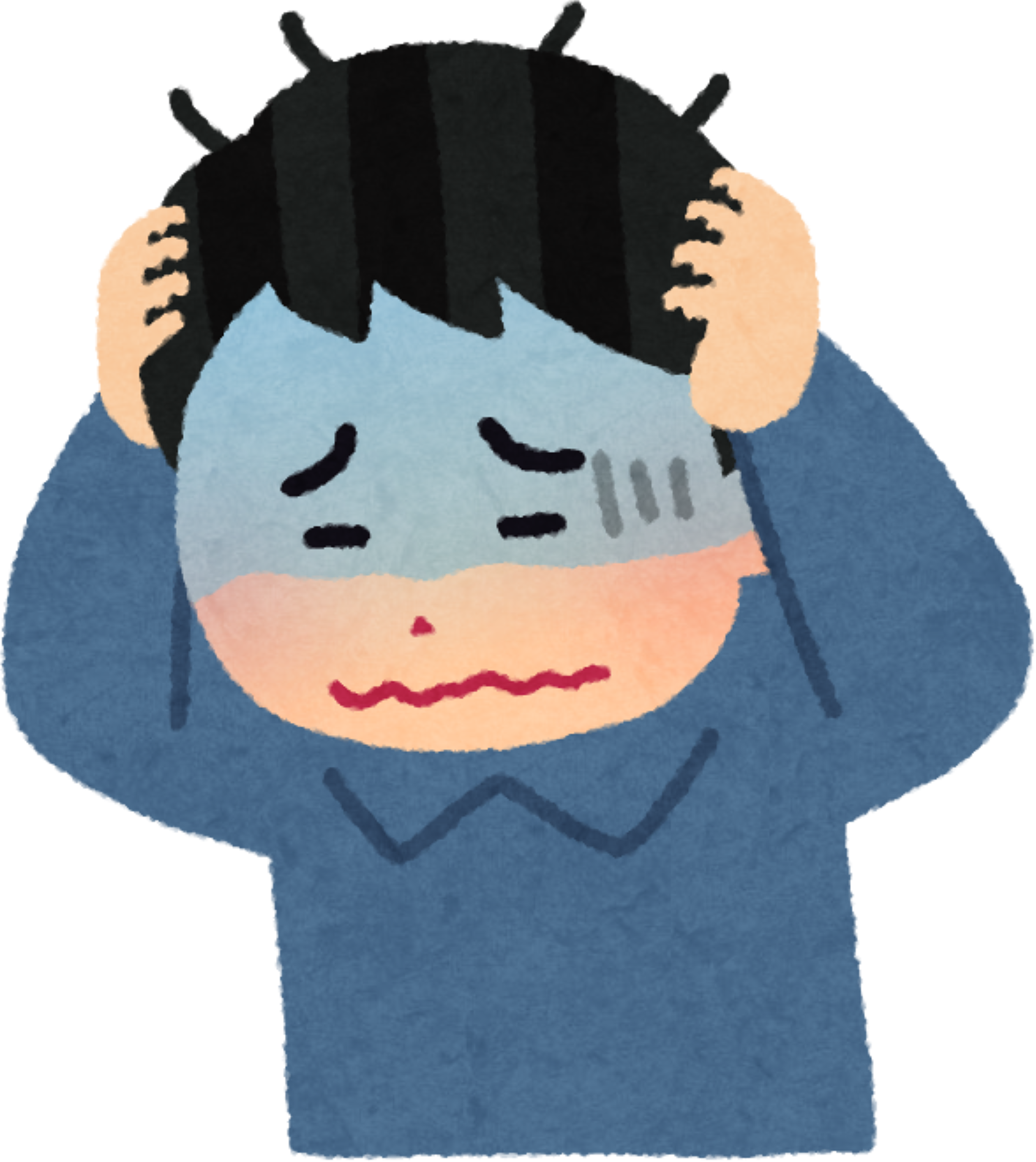 Illustration of a Stressed Man Holding His Head