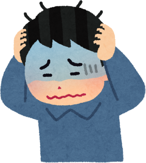 Illustration of a Stressed Man Holding His Head