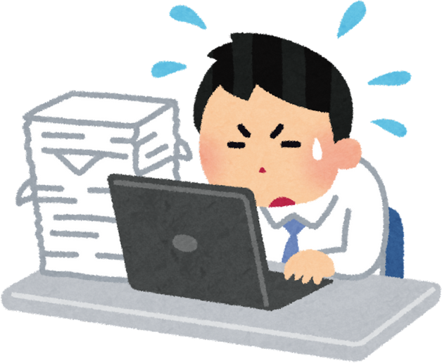 Illustration of an Overworked Salaryman at His Desk