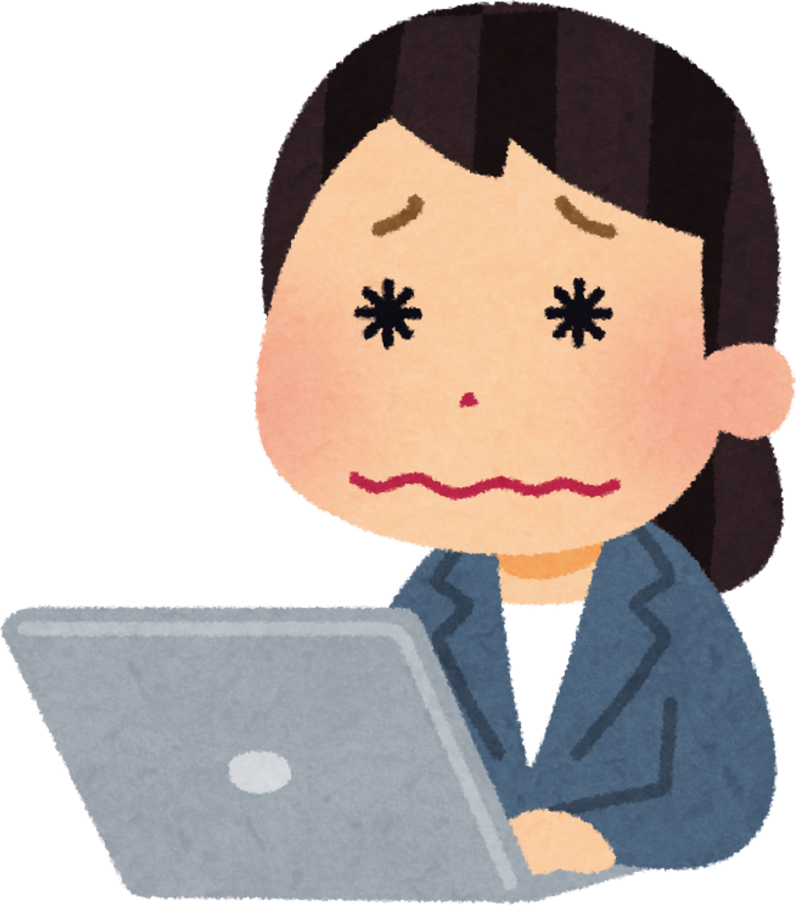 Illustration of a Female Office Worker with Dry Eyes from Computer Use