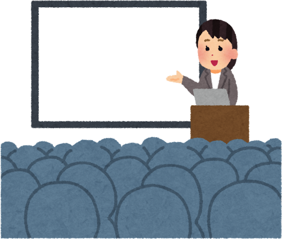 Illustration of a Female Employee Giving a Speech at a Seminar