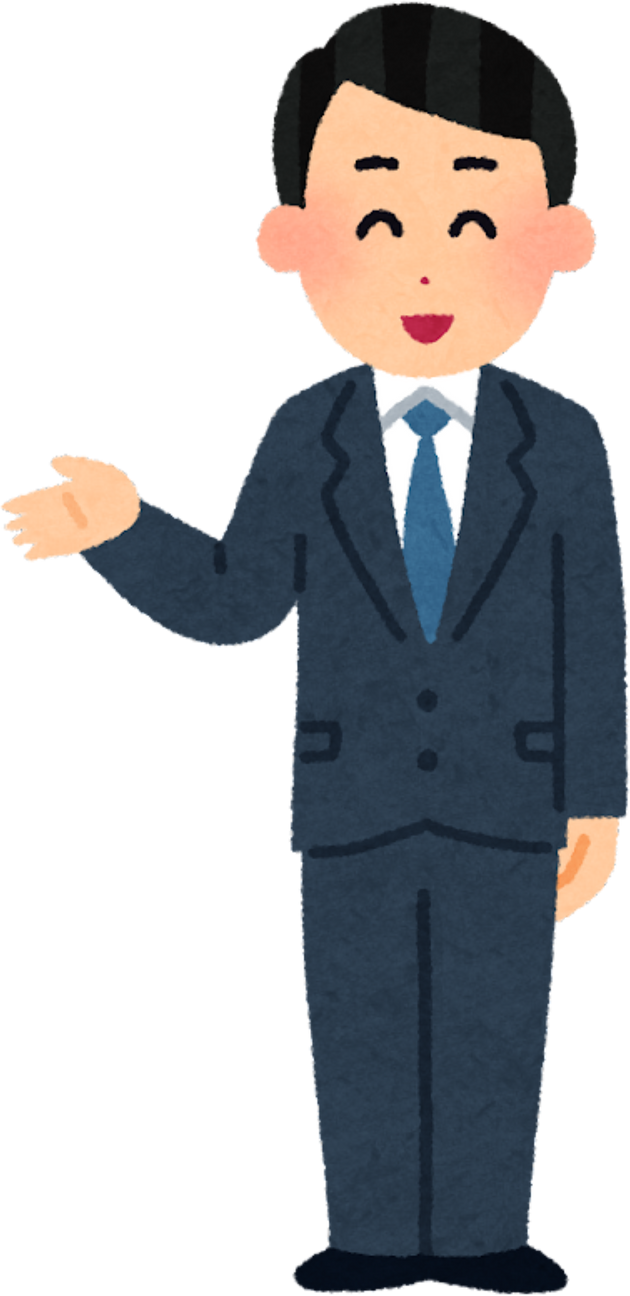 Illustration of a Man in a Suit Gesturing to the Side