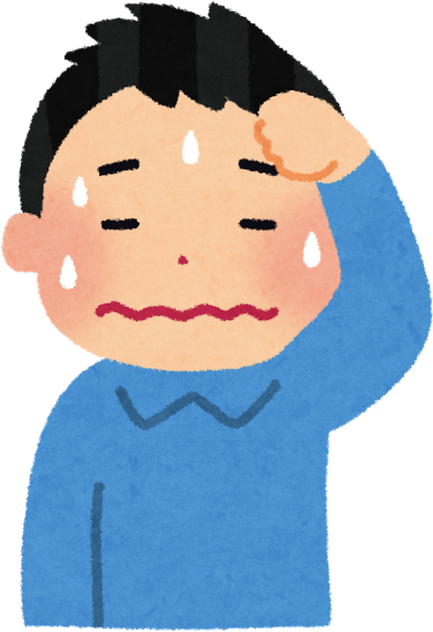 Illustration of a Sweating Child Wiping Forehead